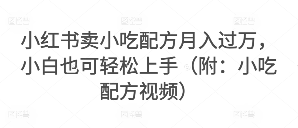 小红书卖小吃配方月入过万，小白也可轻松上手（附：小吃配方视频） - 163资源网-163资源网