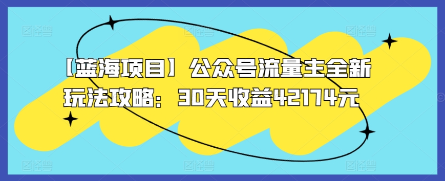 【蓝海项目】公众号流量主全新玩法攻略：30天收益42174元【揭秘】 - 163资源网-163资源网