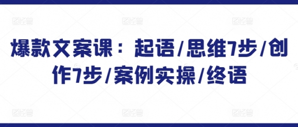 爆款文案课：起语/思维7步/创作7步/案例实操/终语 - 163资源网-163资源网