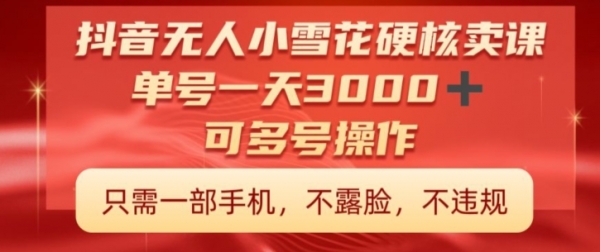 抖音硬核小雪花卖课，单号一天300+，矩阵一天3000+，一部手机0粉丝开播 - 163资源网-163资源网