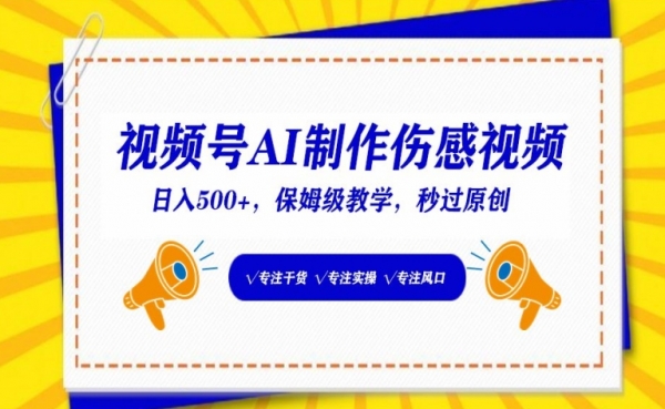 视频号AI制作伤感视频，日入500+，保姆级教学【揭秘】 - 163资源网-163资源网