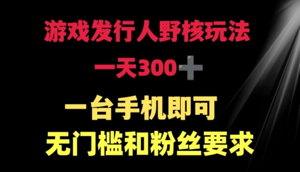 游戏发行人野核玩法 一天300+ 一台手机即可 无门槛和粉丝要求 - 163资源网-163资源网