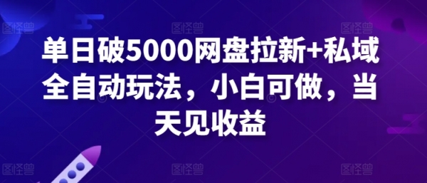 单日破5000网盘拉新+私域全自动玩法，小白可做，当天见收益 - 163资源网-163资源网