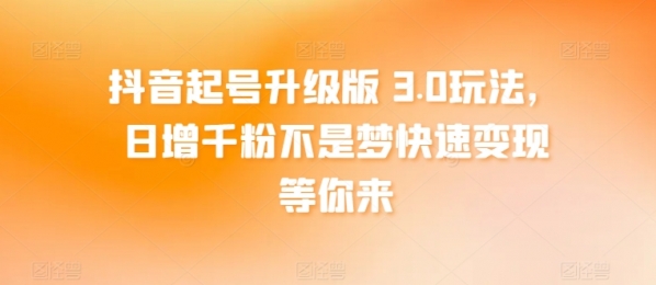 抖音起号升级版 3.0玩法，日增千粉不是梦快速变现等你来 - 163资源网-163资源网