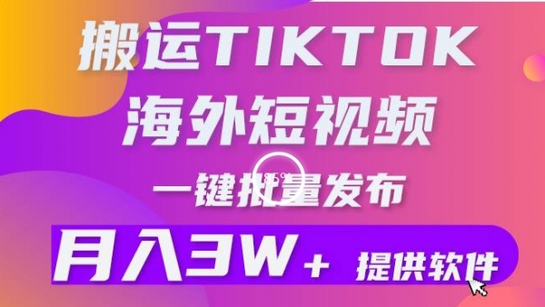 搬运海外短视频，多平台发布，月入3W+有手就行，小白3分钟上手，0门槛 - 163资源网-163资源网