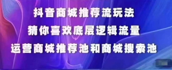 抖音商城运营课程，猜你喜欢入池商城搜索商城推荐人群标签覆盖 - 163资源网-163资源网