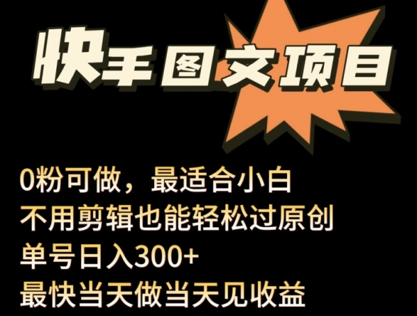 24年最新快手图文带货项目，零粉可做，不用剪辑轻松过原创单号轻松日入300+【揭秘】 - 163资源网-163资源网