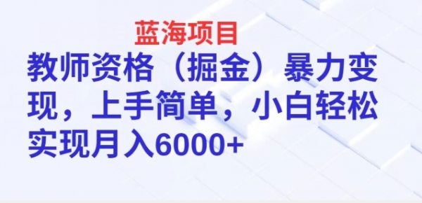 蓝海项目，教师资格(掘金)暴力变现，上手简单，小白轻松实现月入6000+ - 163资源网-163资源网