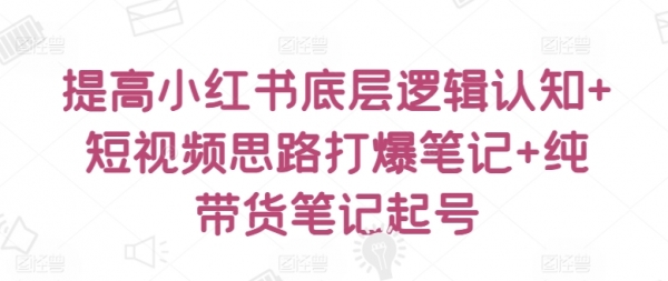 提高小红书底层逻辑认知+短视频思路打爆笔记+纯带货笔记起号 - 163资源网-163资源网