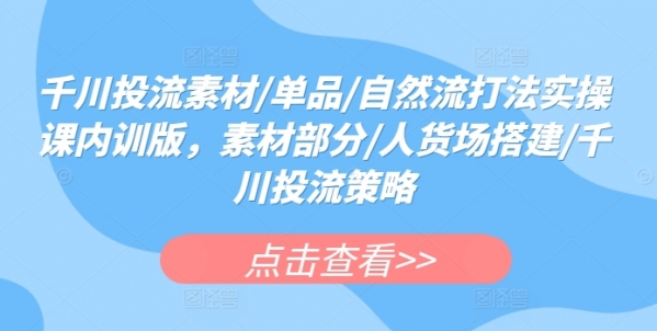 千川投流素材/单品/自然流打法实操课内训版，素材部分/人货场搭建/千川投流策略 - 163资源网-163资源网