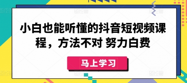 小白也能听懂的抖音短视频课程，方法不对 努力白费 - 163资源网-163资源网