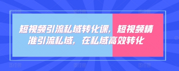 短视频引流私域转化课，短视频精准引流私域，在私域高效转化 - 163资源网-163资源网