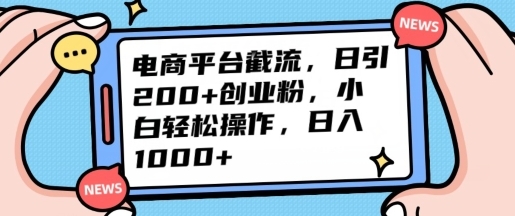 电商平台截流日引200+创业粉，小白轻松操作，日入1000+ - 163资源网-163资源网