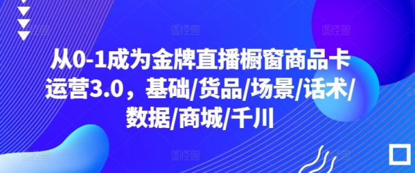 从0-1成为金牌直播橱窗商品卡运营3.0，基础/货品/场景/话术/数据/商城/千川 - 163资源网-163资源网