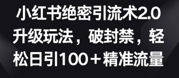 小红书绝密引流术2.0升级玩法，破封禁，轻松日引100+精准流量【揭秘】 - 163资源网-163资源网