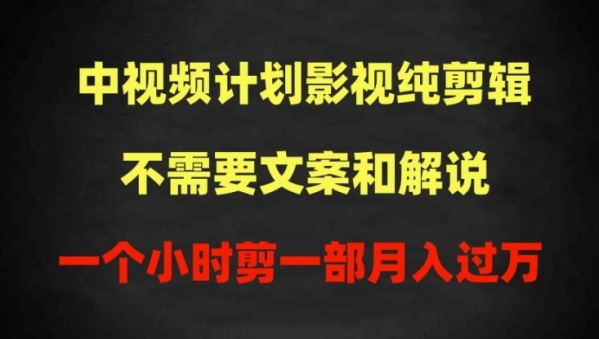 中视频计划影视纯剪辑，不需要文案和解说，一个小时剪一部，100%过原创月入过万【揭秘】 - 163资源网-163资源网