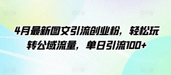 4月最新图文引流创业粉，轻松玩转公域流量，单日引流100+【揭秘】 - 163资源网-163资源网
