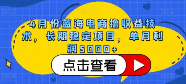 4月份蓝海电商撸收益技术，长期稳定项目，单月利润5000+【揭秘】 - 163资源网-163资源网