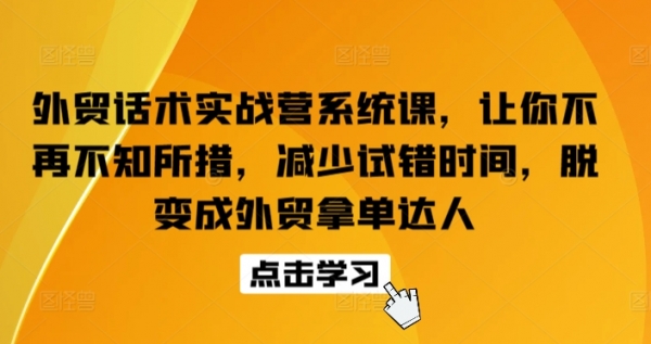 外贸话术实战营系统课，让你不再不知所措，减少试错时间，脱变成外贸拿单达人 - 163资源网-163资源网