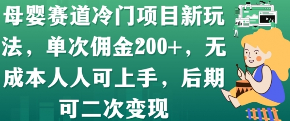 母婴赛道冷门项目新玩法，单次佣金200+，无成本人人可上手，后期可二次变现 - 163资源网-163资源网