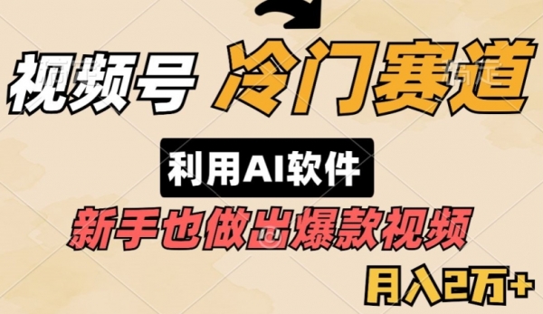 视频号冷门赛道，利用AI软件，新手也能轻松做出爆款视频，月入2万 - 163资源网-163资源网