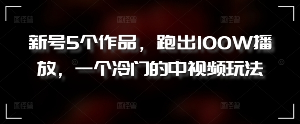 新号5个作品，跑出100W播放，一个冷门的中视频玩法【揭秘】 - 163资源网-163资源网