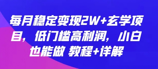 每月稳定变现2W+玄学项目，低门槛高利润，小白也能做 教程+详解【揭秘】 - 163资源网-163资源网