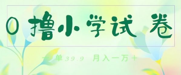 全网独家蓝海冷门项目，0撸小学试卷，一单39.9.小白可做，简单无脑月入一万的好项目 - 163资源网-163资源网