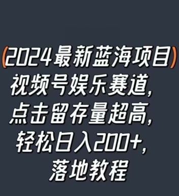 2024最新蓝海项目视频号娱乐赛道，点击留存量超高，轻松日入200+，落地教程 - 163资源网-163资源网