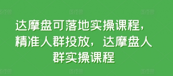 达摩盘可落地实操课程，精准人群投放，达摩盘人群实操课程 - 163资源网-163资源网