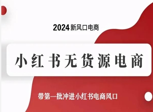 2024新风口电商，小红书无货源电商，带第一批冲进小红书电商风口 - 163资源网-163资源网