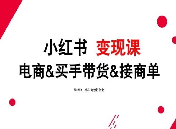 2024年最新小红书变现课，电商&买手带货&接商单，从0到1，小白高效轻创业 - 163资源网-163资源网