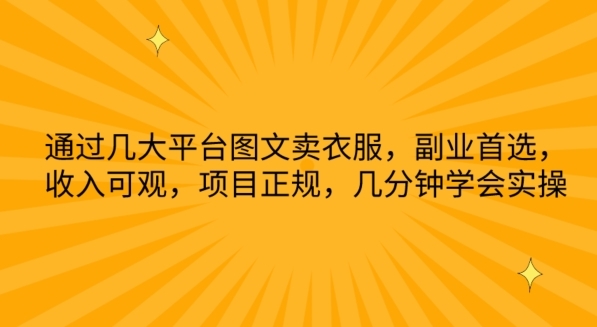 通过几大平台图文卖衣服，副业首选，收入可观，项目正规，几分钟学会实操【揭秘】 - 163资源网-163资源网