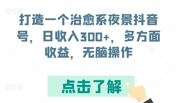 打造一个治愈系夜景抖音号，日收入300+，多方面收益，无脑操作【揭秘】 - 163资源网-163资源网