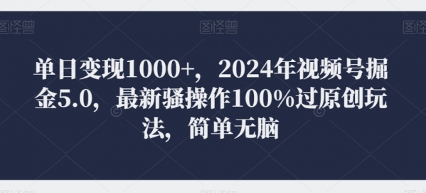 单日变现1000+，2024年视频号掘金5.0，最新骚操作100%过原创玩法，简单无脑，小白专属 - 163资源网-163资源网