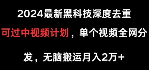 2024最新黑科技深度去重，可过中视频计划，单个视频全网分发，无脑搬运 - 163资源网-163资源网