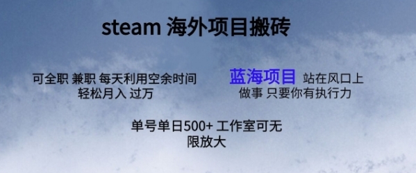 最新项目steam搬砖，单号日入500+ - 163资源网-163资源网