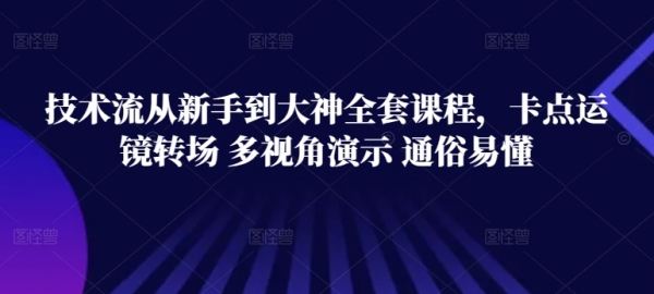 技术流从新手到大神全套课程，卡点运镜转场 多视角演示 通俗易懂 - 163资源网-163资源网