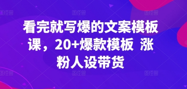 看完就写爆的文案模板课，20+爆款模板 涨粉人设带货 - 163资源网-163资源网