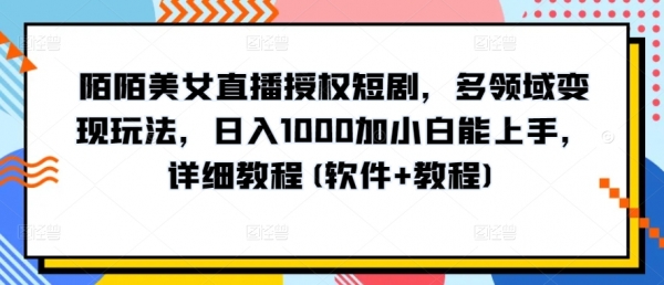 陌陌美女直播授权短剧，多领域变现玩法，日入1000加小白能上手，详细教程(软件+教程)【揭秘】 - 163资源网-163资源网