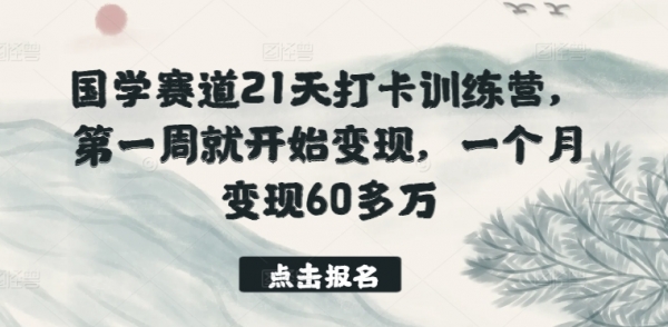 国学赛道21天打卡训练营，第一周就开始变现，一个月变现60多万 - 163资源网-163资源网