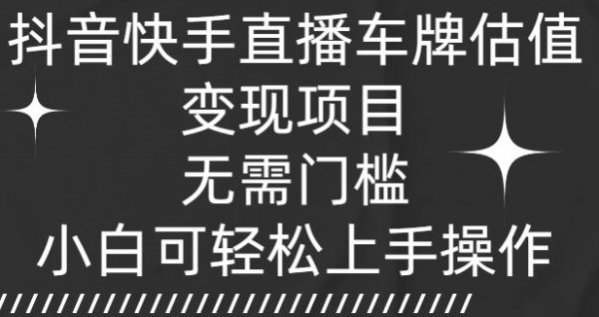 抖音快手直播车牌估值变现项目，无需门槛，小白可轻松上手操作 - 163资源网-163资源网