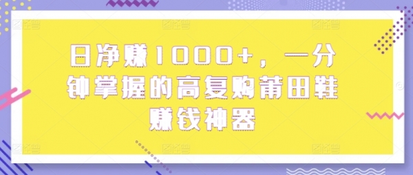 日净赚1000+，一分钟掌握的高复购莆田鞋赚钱神器 - 163资源网-163资源网