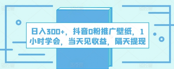 日入300+，抖音0粉推广壁纸，1小时学会，当天见收益，隔天提现 - 163资源网-163资源网