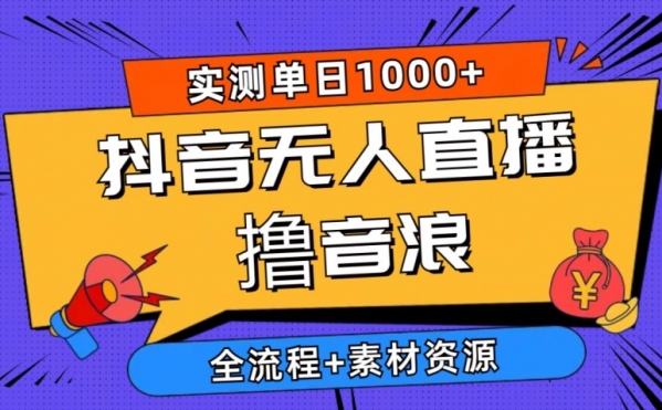 2024抖音无人直播撸音浪新玩法 实测日入1000+ 全流程+素材资源 - 163资源网-163资源网