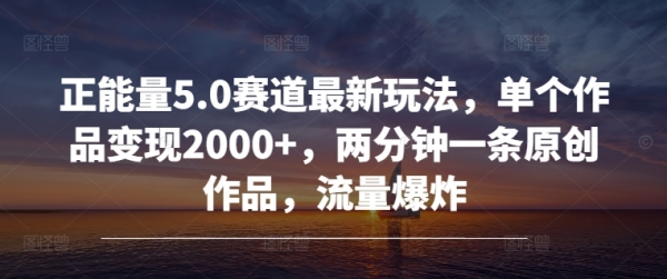 正能量5.0赛道最新玩法，单个作品变现2000+，两分钟一条原创作品，流量** - 163资源网-163资源网