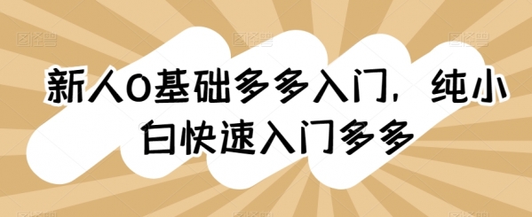 新人0基础多多入门，​纯小白快速入门多多 - 163资源网-163资源网