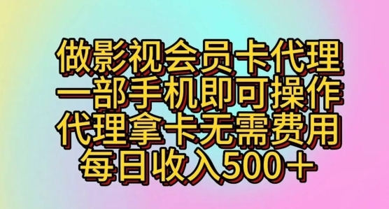 做影视会员卡代理，一部手机即可操作，代理拿卡无需费用，每日收入五百+ - 163资源网-163资源网