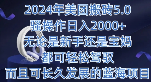 2024年美团搬砖5.0.日入1000+，无论是新手还是宝妈都可轻松驾驭，而且可长久发展的蓝海项目 - 163资源网-163资源网