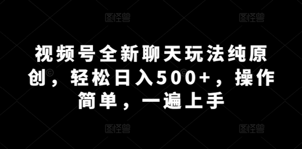 视频号全新聊天玩法纯原创，轻松日入500+，操作简单，一遍上手 - 163资源网-163资源网